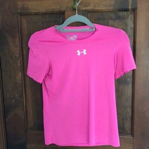 youth pink under armour shirt girls